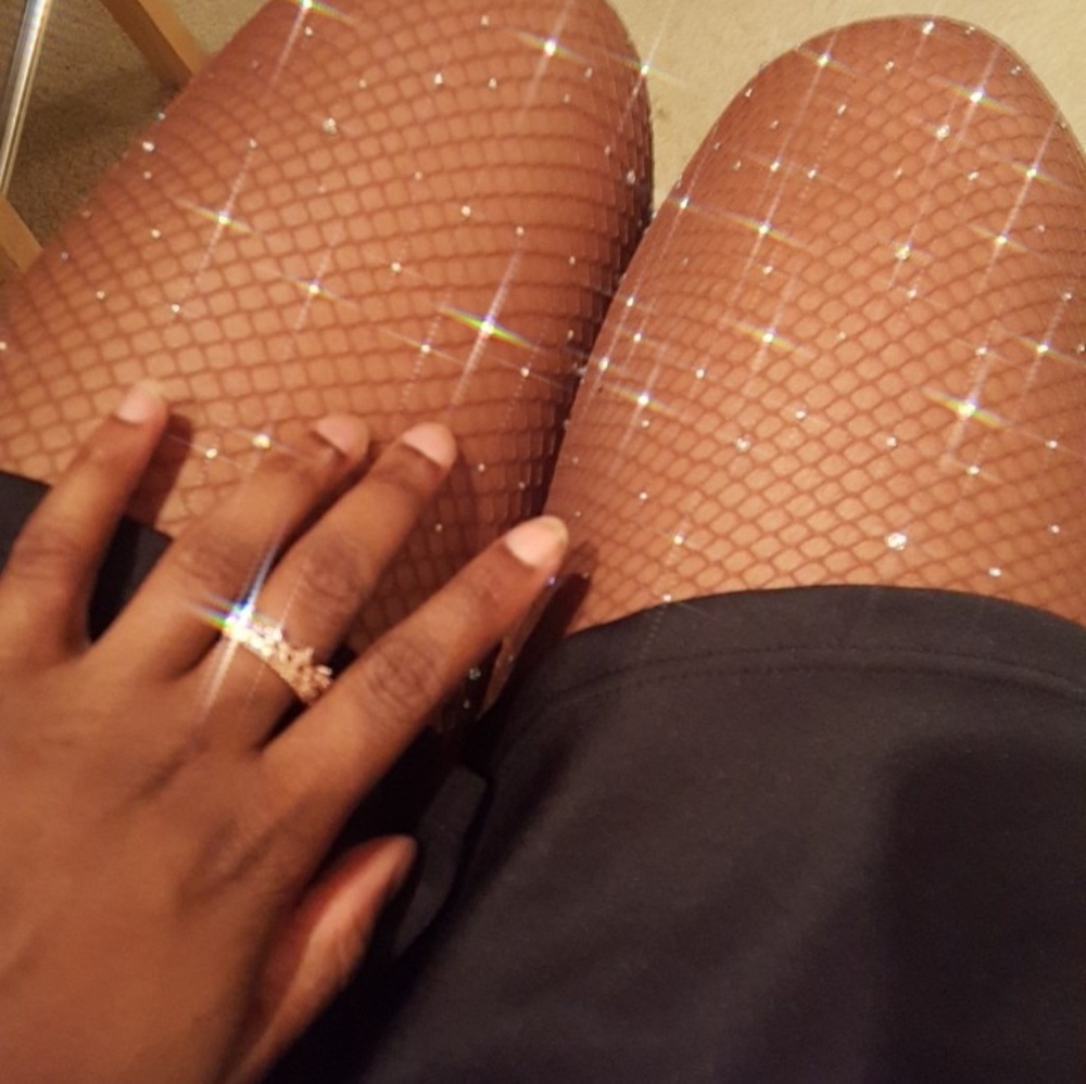 Dazzling rhinestone fishnet tights